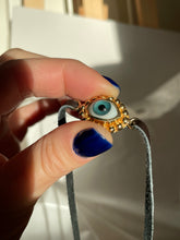 Charger l'image dans la galerie, Evil Eye Leather Strap Bracelet GOLD PLATED