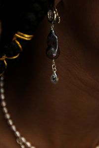 REINVENT: Black Baroque Pearl Eye Earrings