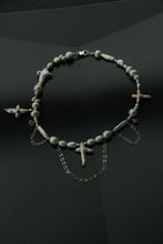 Load image into Gallery viewer, REINVENT: Chained Cross Pearl Necklace
