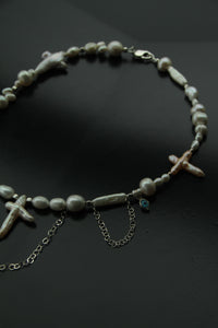 REINVENT: Chained Cross Pearl Necklace