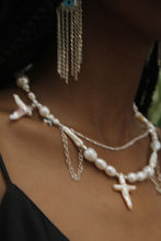 Load image into Gallery viewer, REINVENT: Chains Cross Pearl Necklace
