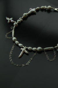 REINVENT: Chained Cross Pearl Necklace