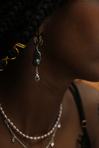 REINVENT: Black Baroque Pearl Eye Earrings