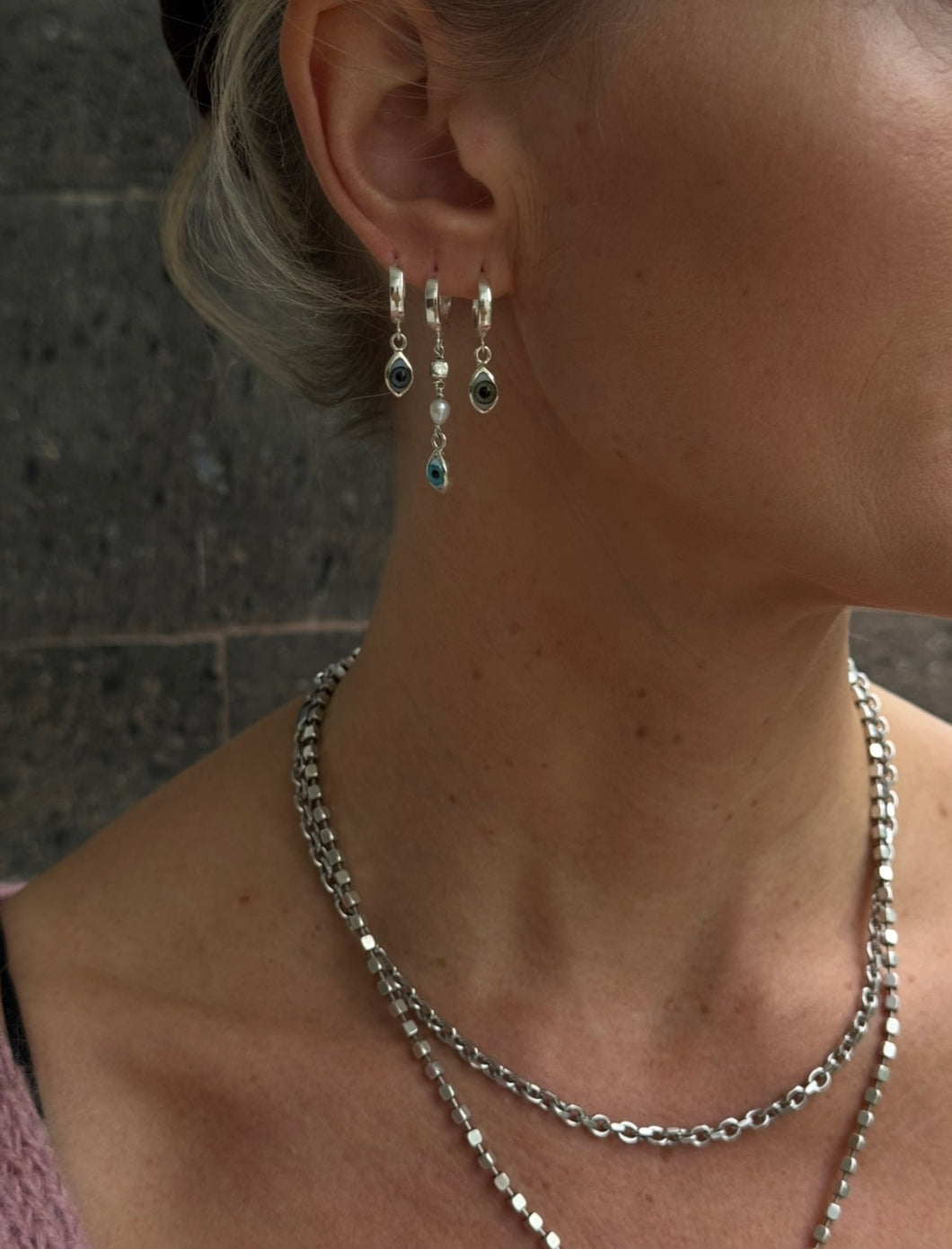 Mini Eye Hoops Silver