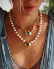 Cargar imagen en el visor de la galería, Pyrites and Pearls Necklace
