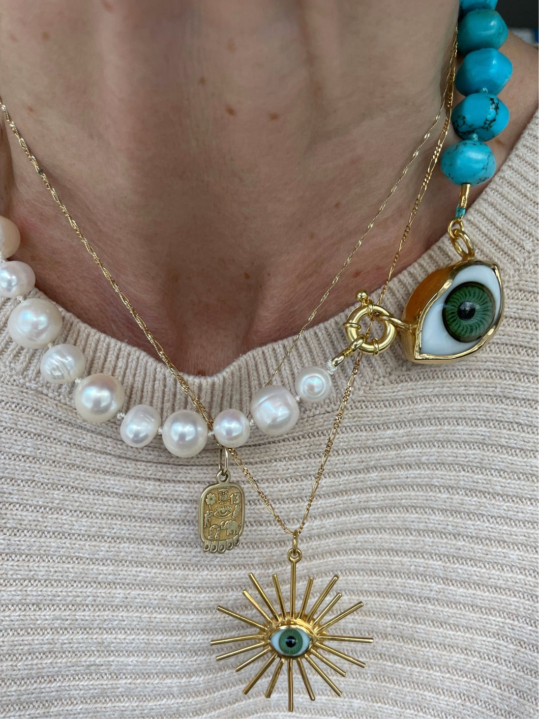 Pearls and Turquoise Protecting Necklace